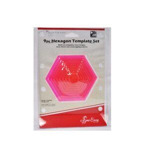 Sew Easy 9 Piece Hexagon Template Set ERGG07.PNK, NEW